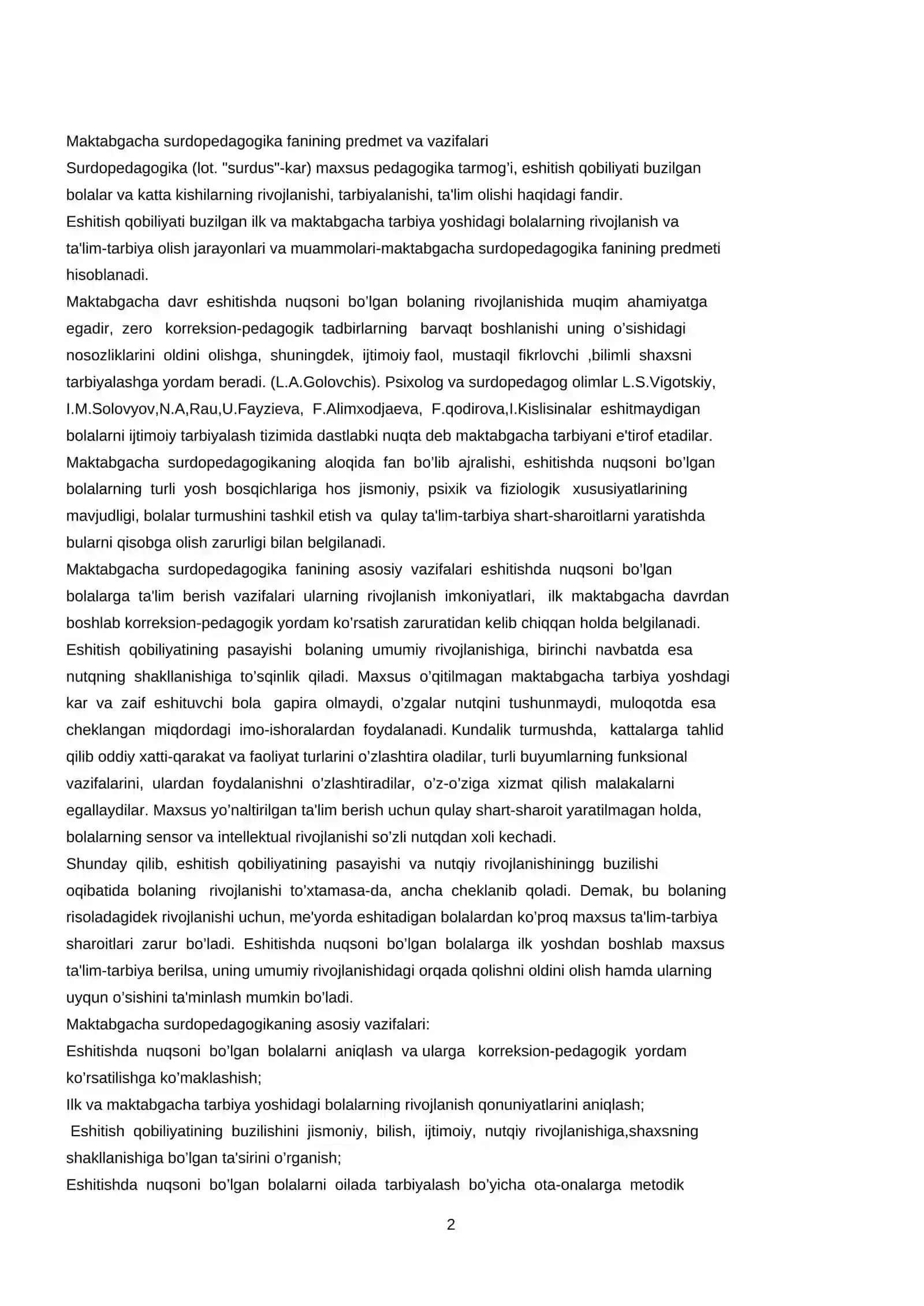 Maktabgacha surdopedagogika fanining predmeti maqsad va vazifalari 2