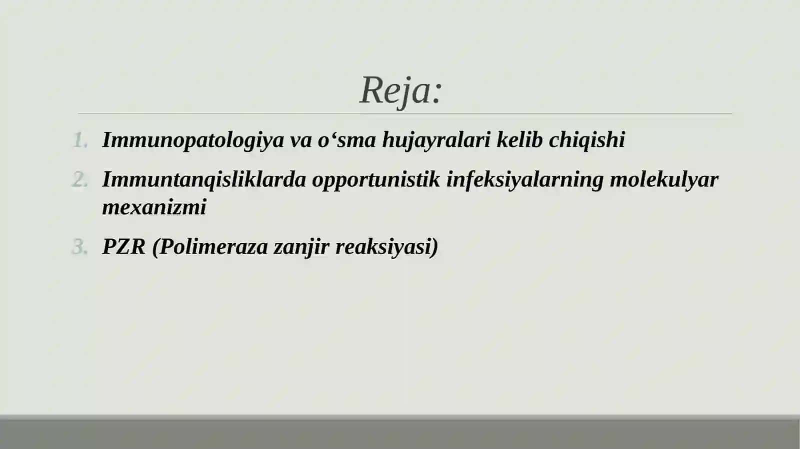 Immunopatologiya o‘sma hujayralarni kelib chiqishidagi ahamiyati. Immuntanqisliklarda opportunistik infeksiyalar boshqarilishining molekulyar mexanizmi 2