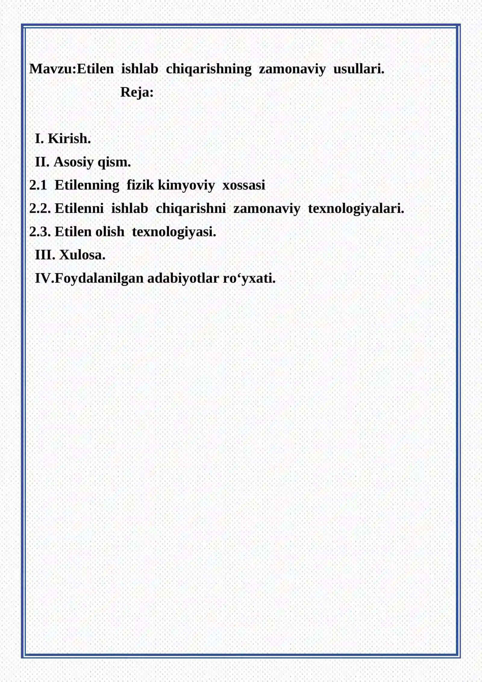 Etilen ishlab chiqarishning zamonaviy usullari 2