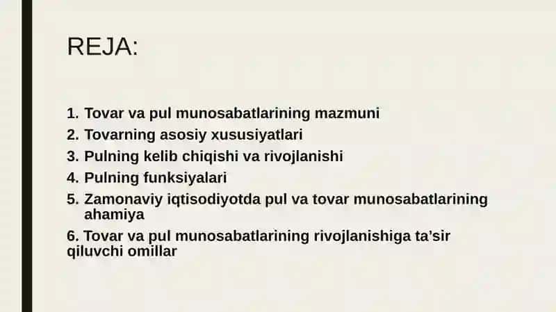 Tovar va pul munosabatlari 2