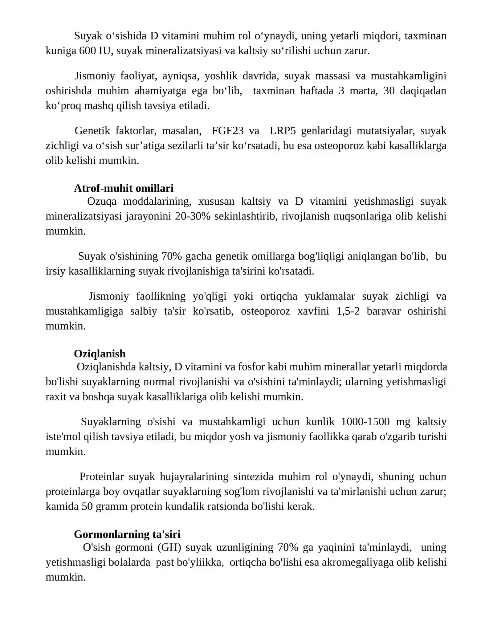 Suyaklarning oʻsishi va rivojlanishiga tasir etuvchi omillar 2