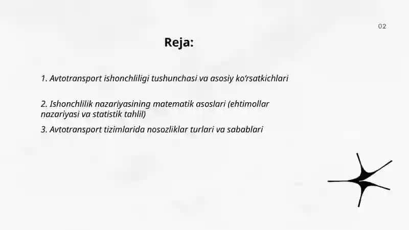 Avtotransport vositalari ishonchliligining nazariy asoslari 2