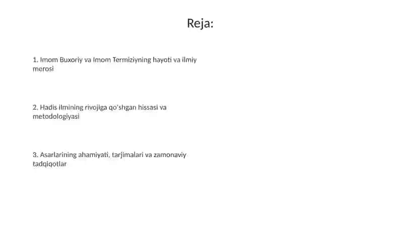 Imom Buxoriy va Termiziyning hadis ilmiga qoʻshgan hissasi 2