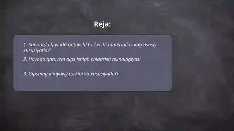Sanoatda havoda qotuvchi bo‘lovchi materiallar ishlab chiqarish 2