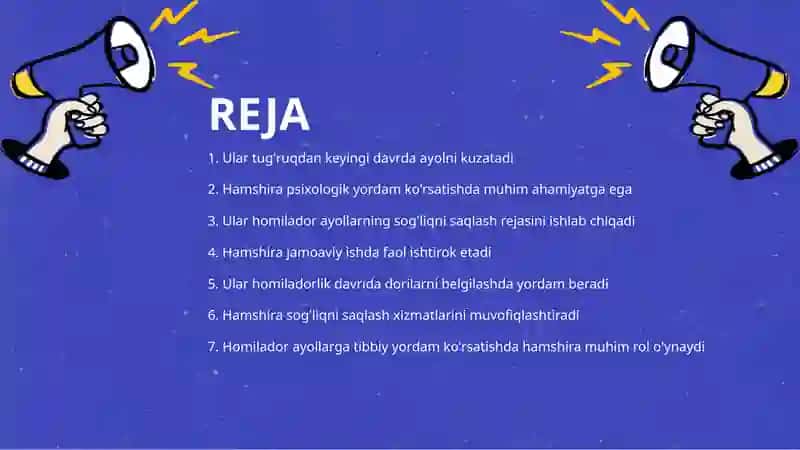 Homilador ayollarga tibbiy xizmat koʻrsatishda hamshiraning oʻrni. 2
