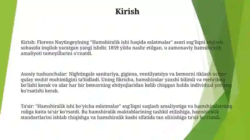 Bemorlarni Parvarishlash Haqidagi Qaydlarim 2