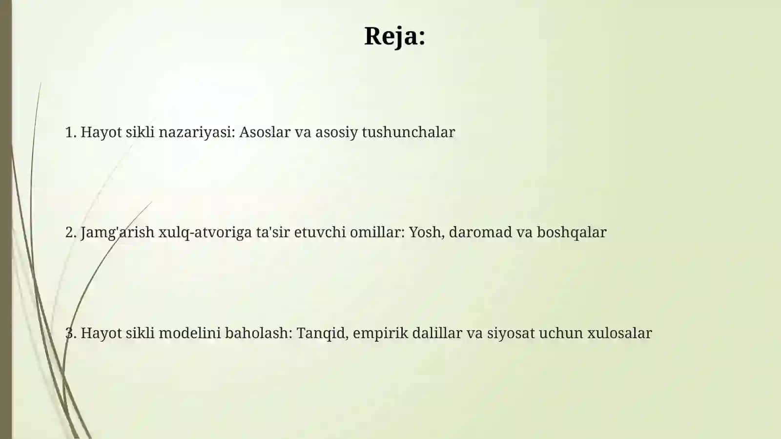 HAYOT SIKLI NAZARIYASI VA JAMG‘ARISH TARTIBI 2