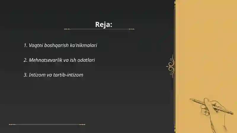 Shaxsning malaka va odatlari 2