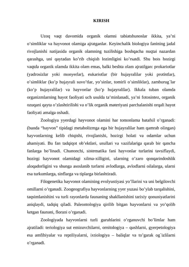HOZIRZAMON QUSHLARINING SISTEMATIKASI VA TURKUMLANISHIGA QISQACHA TA'RIF VA TASNIF 2