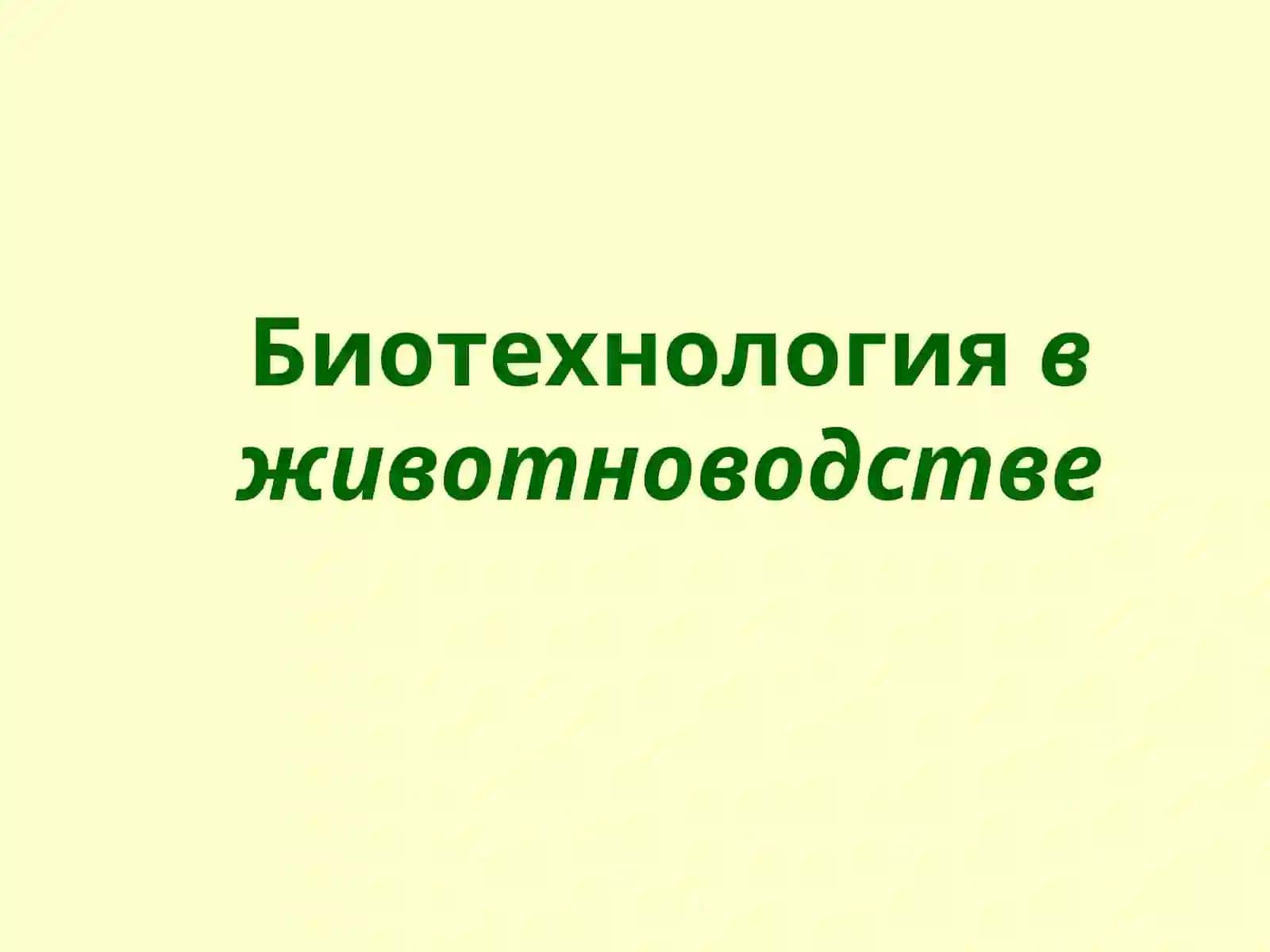 Биотехнология в животноводстве 2