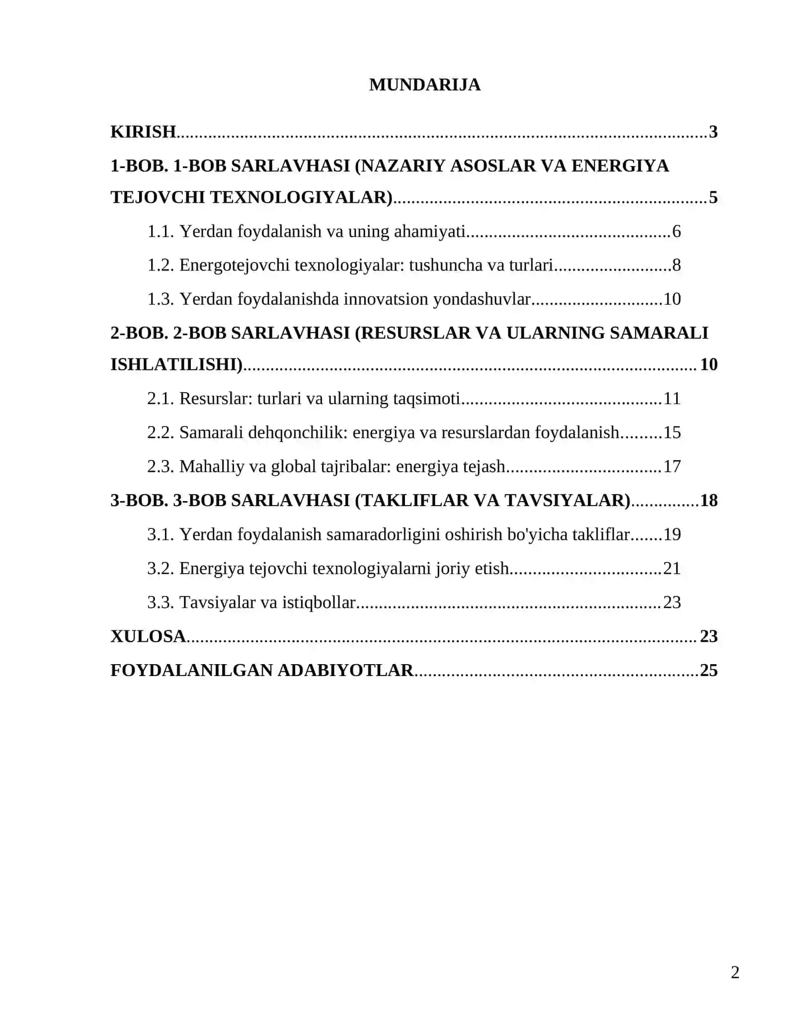 Yerni ishlashda resurs va energotejovchi texnologiyalar 2
