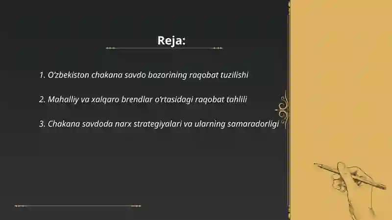 O‘zbekiston chakana savdo sektorida raqobat tahlili 2