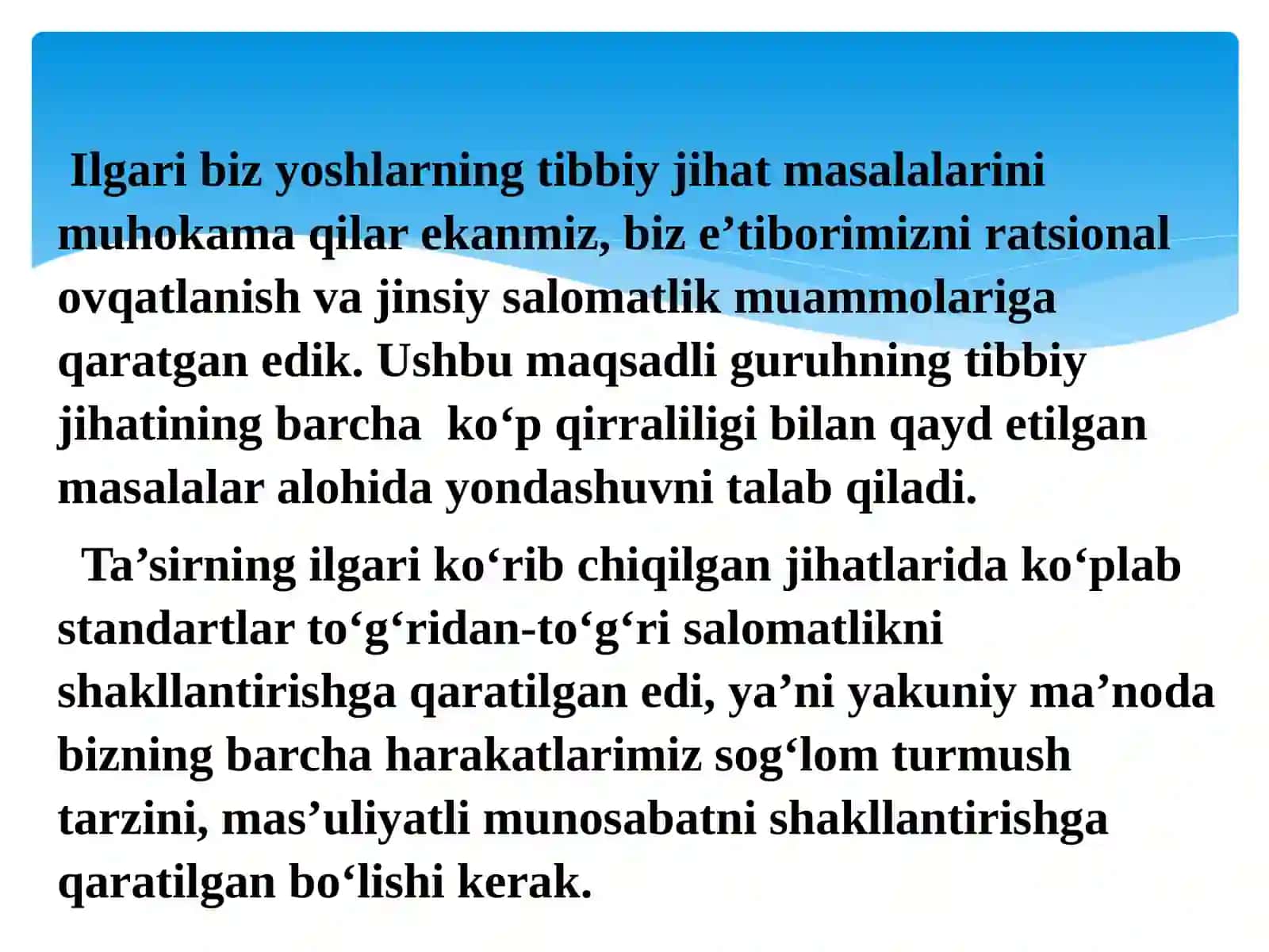 O'smirlar sog'lig'ining tibbiy va ijtimoiy muammolari 2