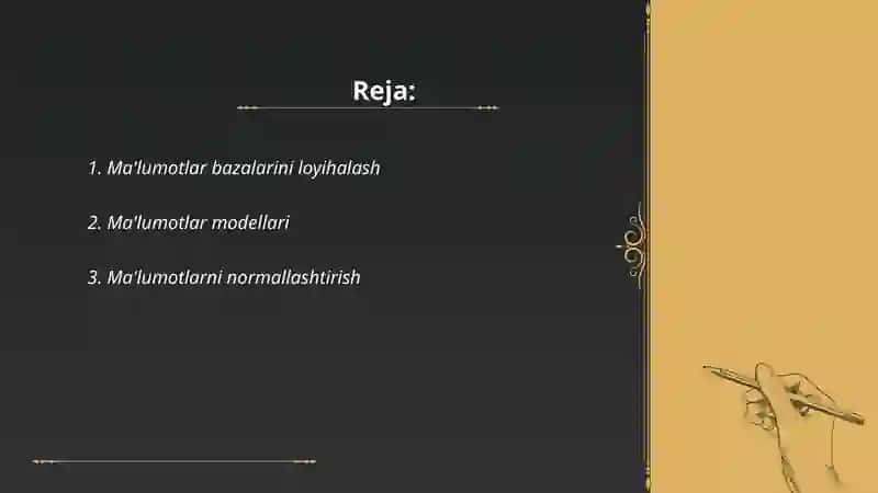 Malumotlar omborini boshqarish 2