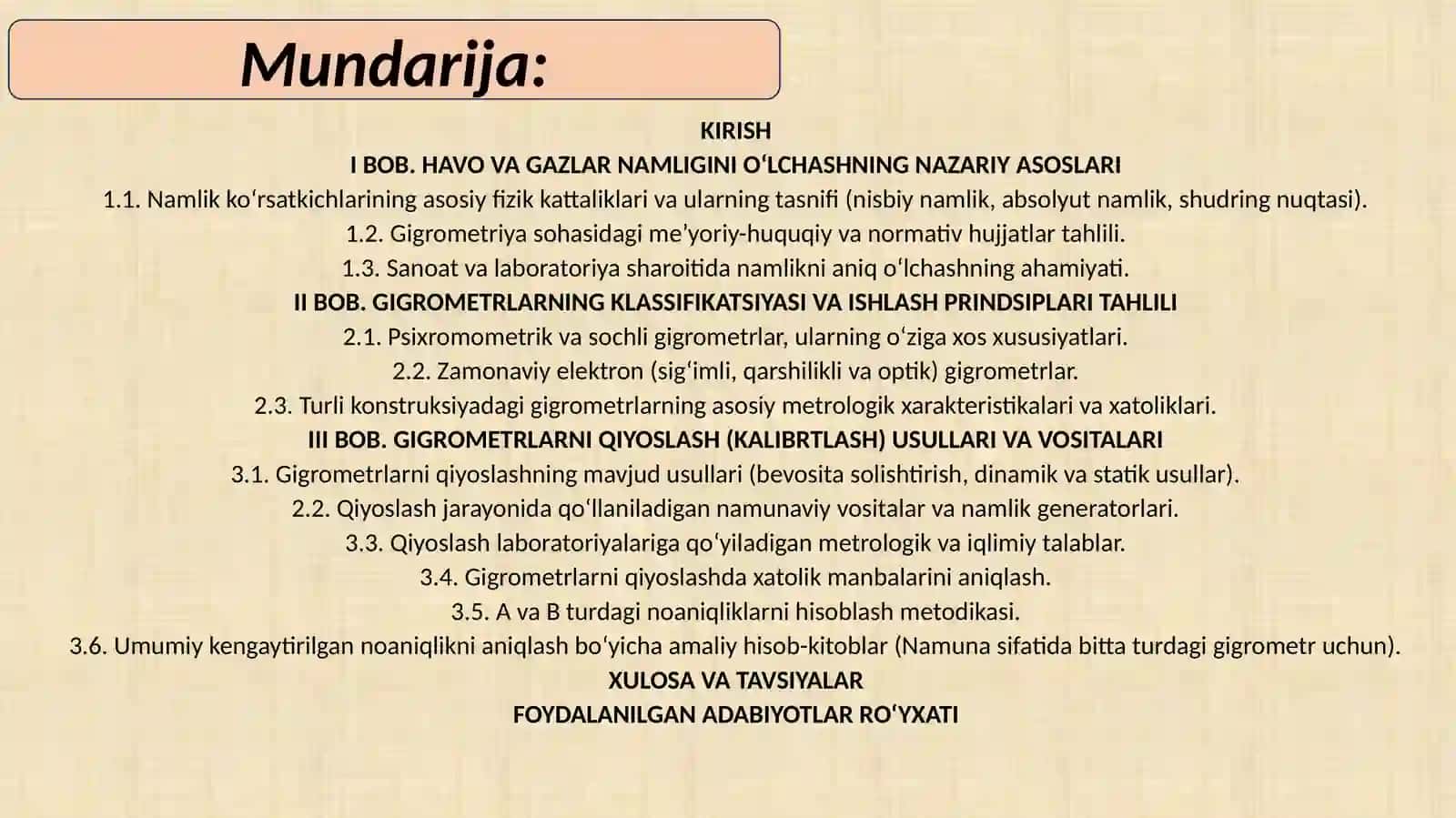 Gigrometrlarni taqqoslash 2