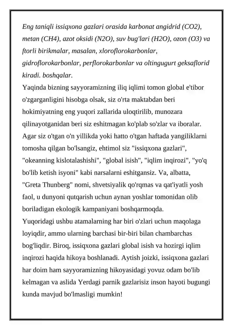 Issiqxona gazlari 2