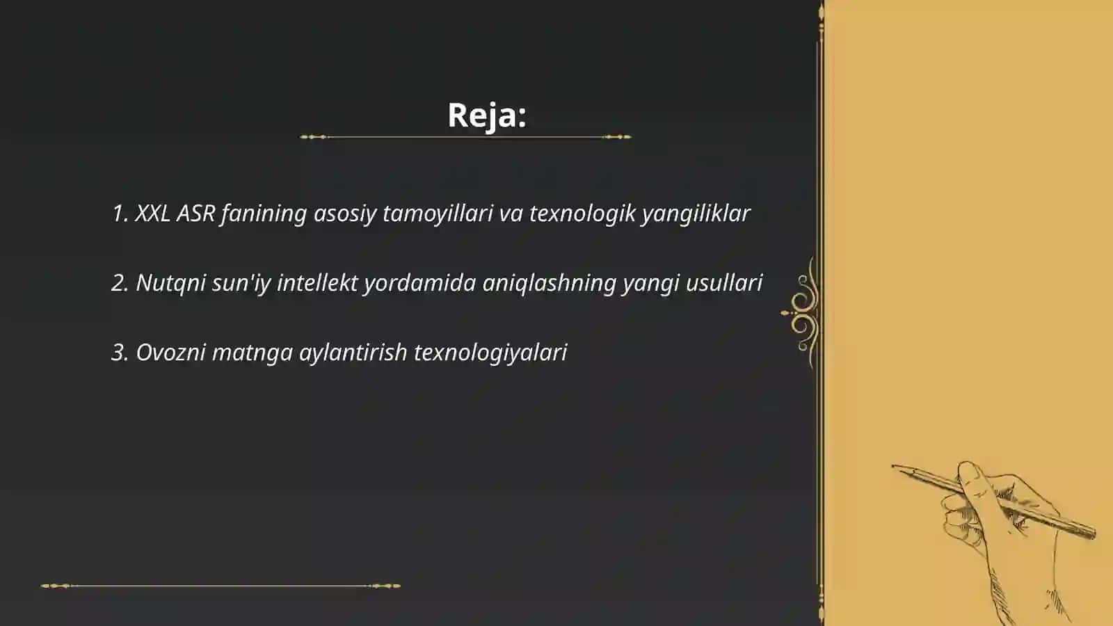 XXL ASR (Avtomatik nutqni taniy olish) fanining asosiy tamoyillari va texnologik yangiliklar 2
