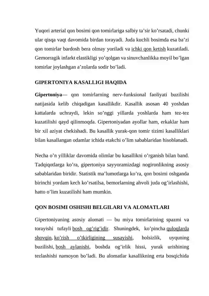 QON BOSIMI OSHISHI (GIPERTONIYA) — SABABLARI, BELGILARI, TASNIFI, DAVOLASH 2