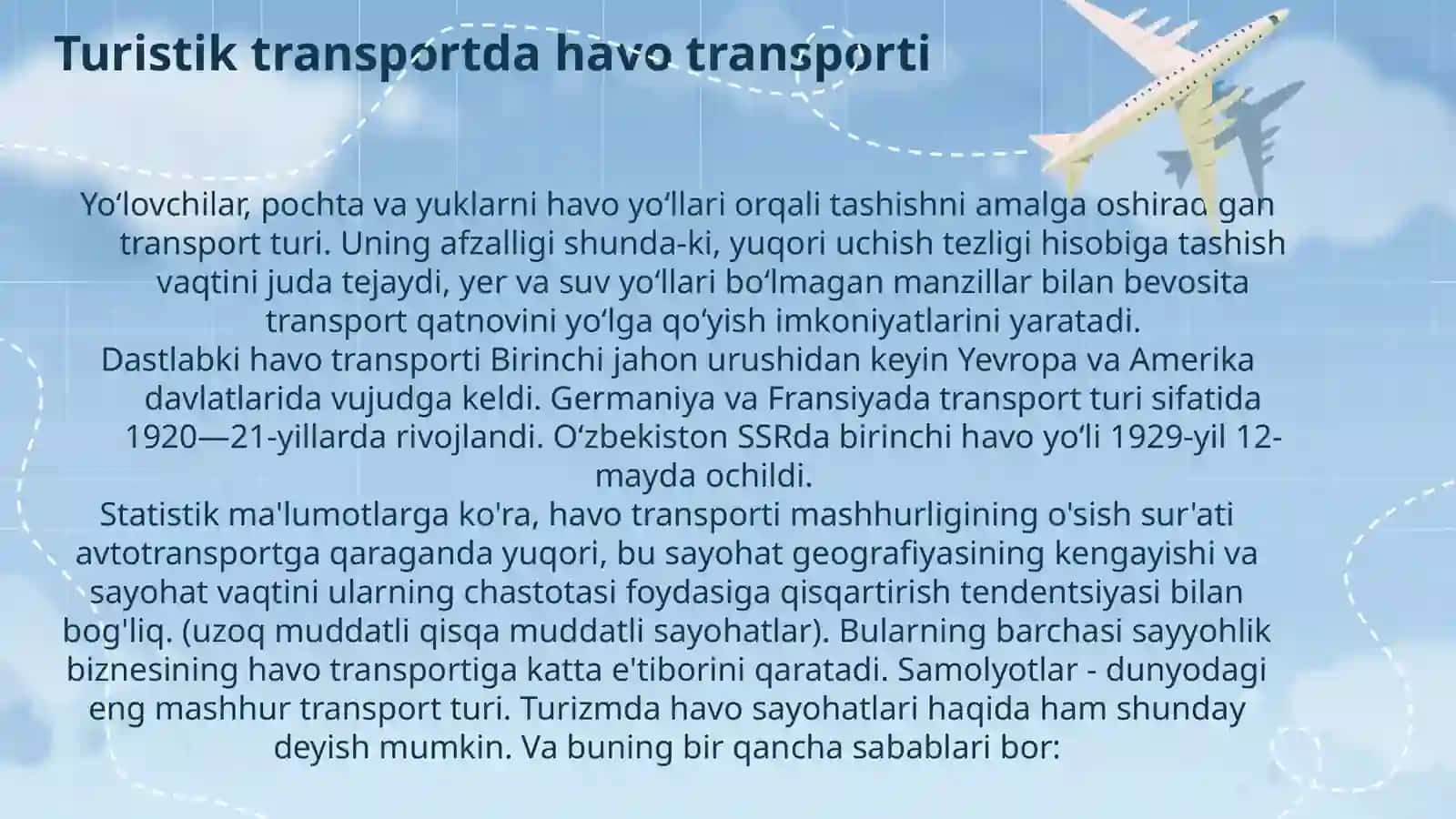 Havo yo’llarida tur marshrut yaratish 2