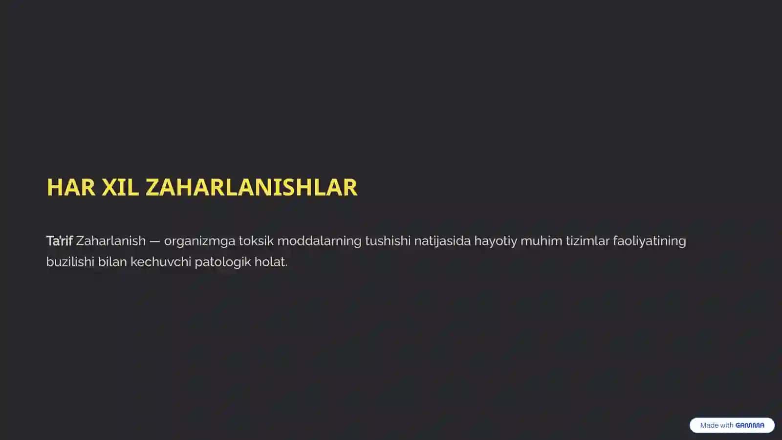 ZAHARLANISHLAR 2