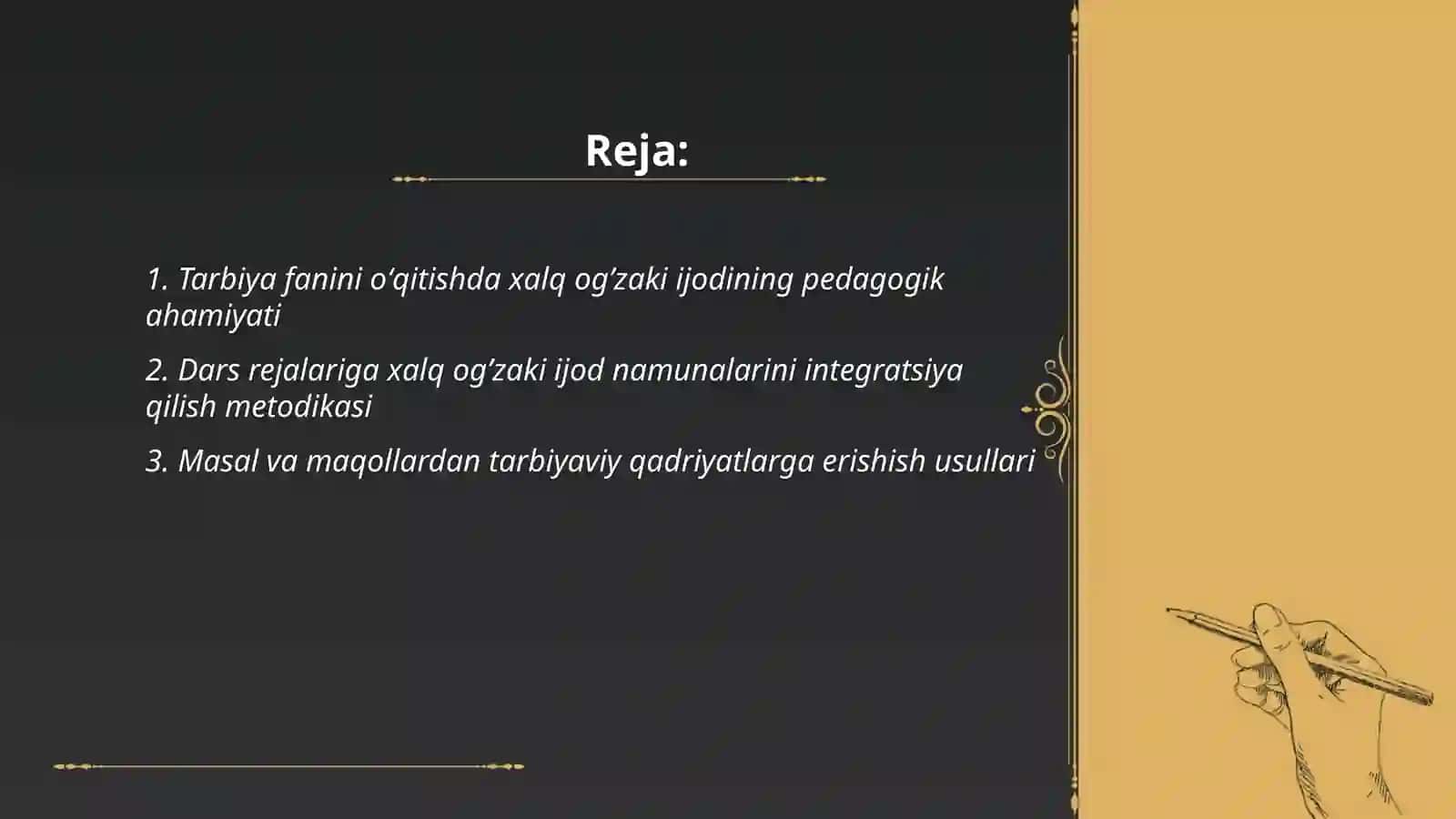 Tarbiya fanini oʻqitishda xalq ogʼzaki ijodi namunalaridan foydalanish 2