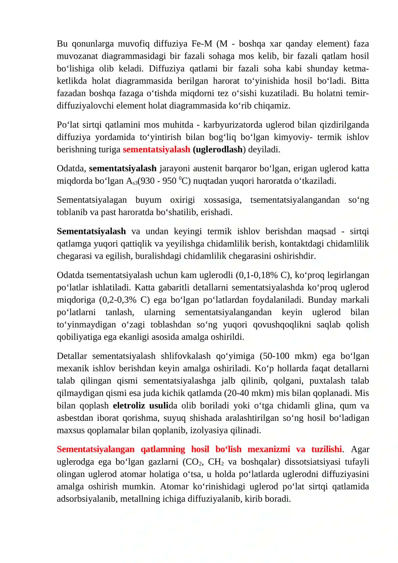 Po’latlarni kimyoviy-termik ishlov berish 2