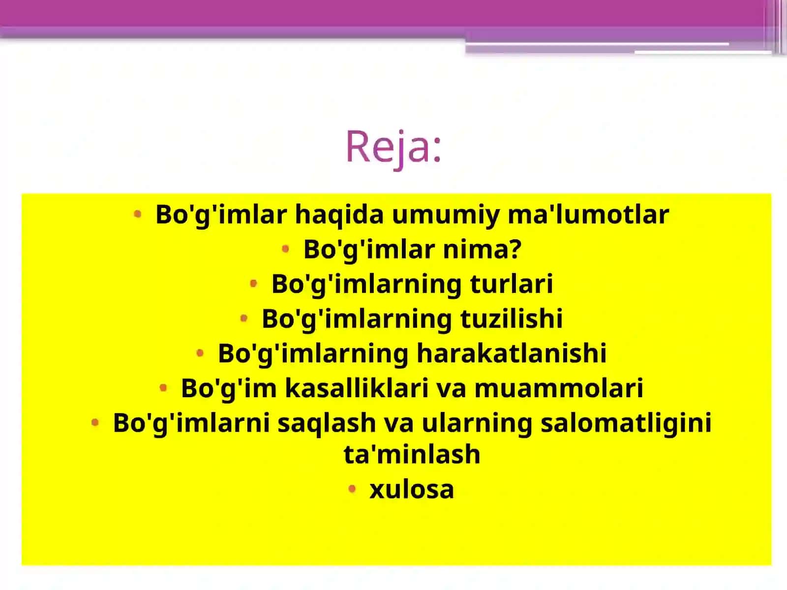 BO’G’IM HAQIDA UMMUMIY MALUMOTLAR 2