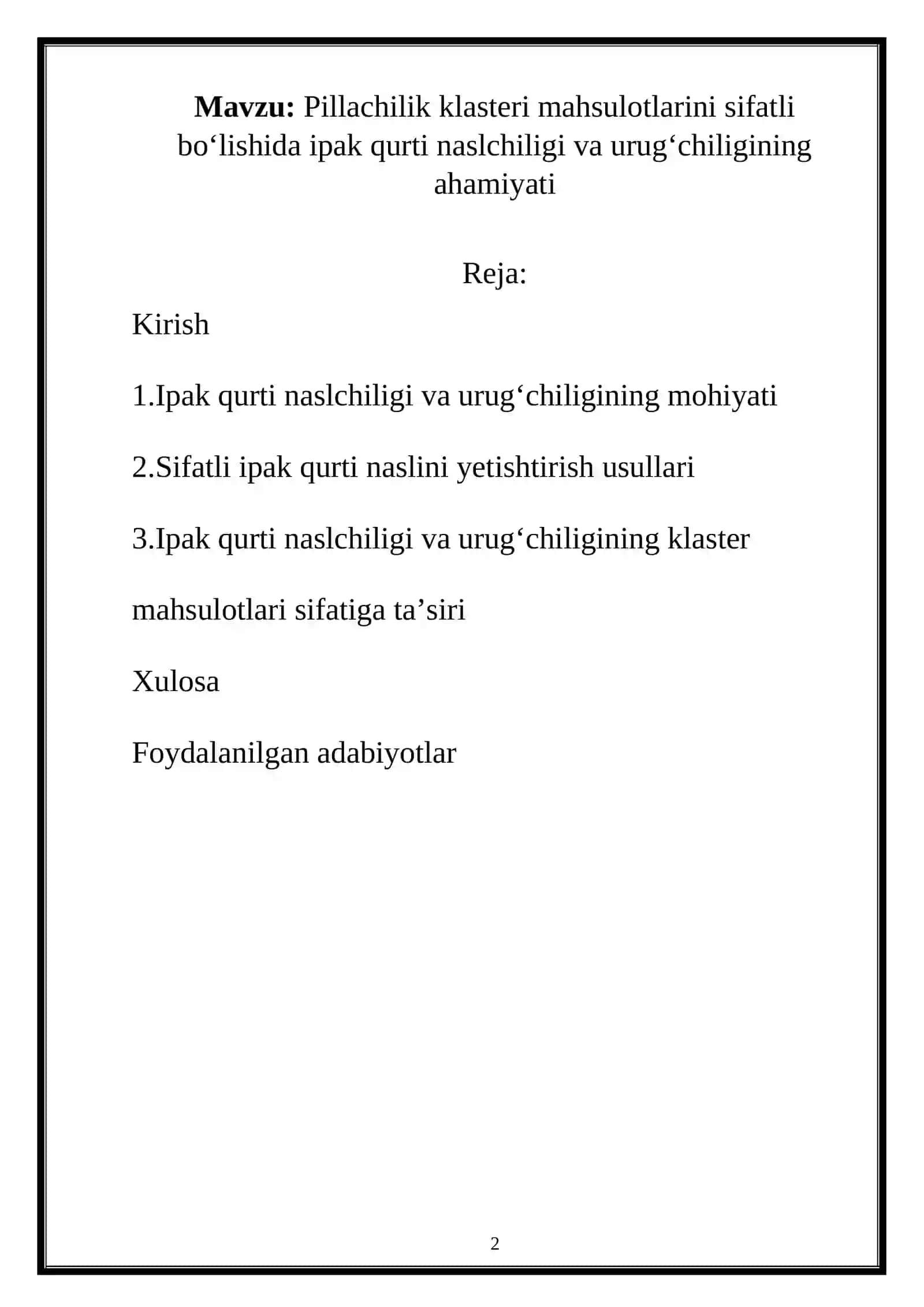 Pillachilik klasteri mahsulotlarini sifatli bo‘lishida ipak qurti naslchiligi va urug‘chiligining ahamiyati 2