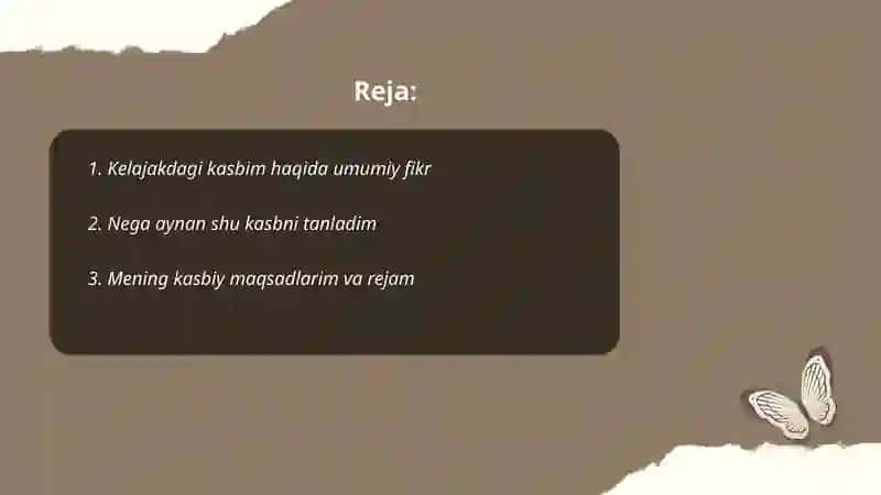 Kelajakdagi kasbim haqida umumiy fikr 2