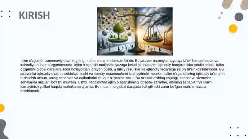 Iqlim o‘zgarishi. Zarar iqtisodiyoti. 2
