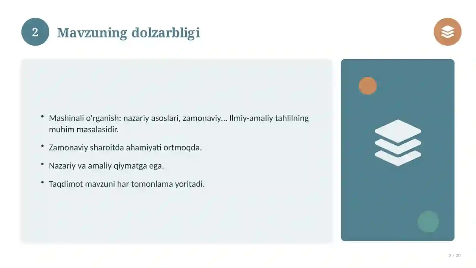 Mashinali o'rganish: nazariy asoslari, zamonaviy yondashuvda 2