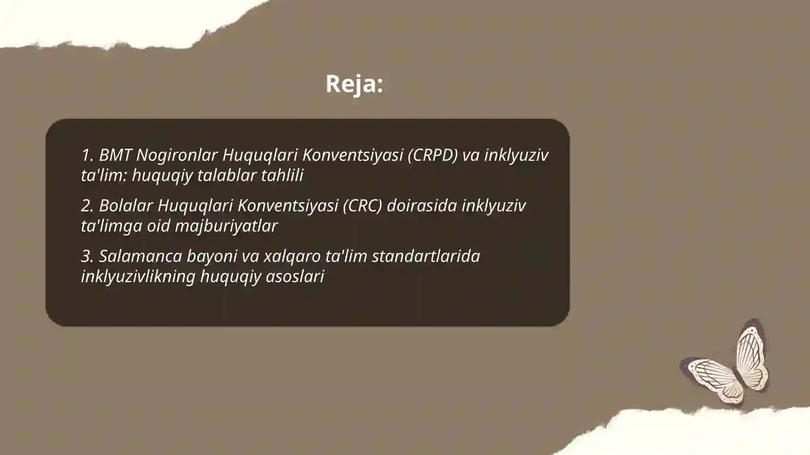 Inklyuziv ta’limning huquqiy asoslarini xalqaro hujjatlarda tahlil qilish 2