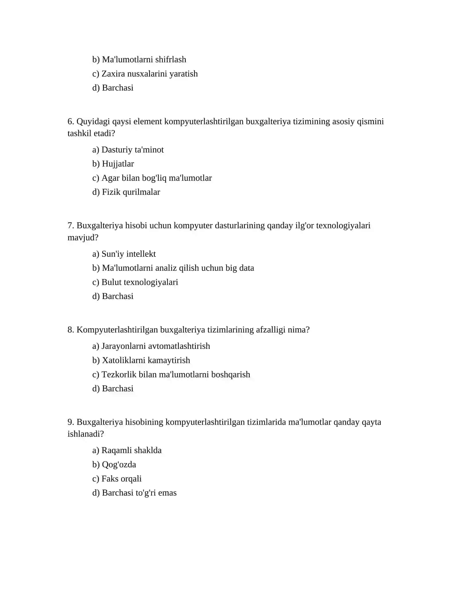 Buxgalteriya hisobi kompyuterlashtirilgan tizimlarining nazariy asoslari 2