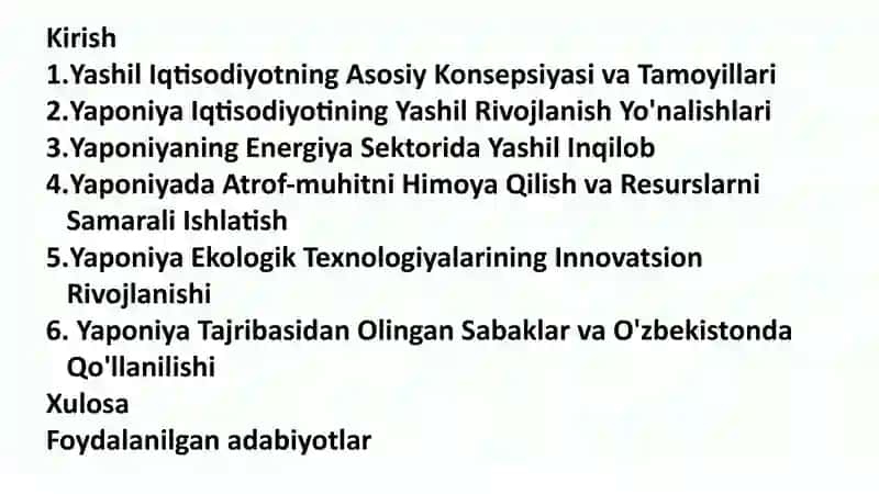 Yaponiya iqtisodiyotini rivojlantirish tajribasi: Yashil iqtisodiyotga yo'l 2