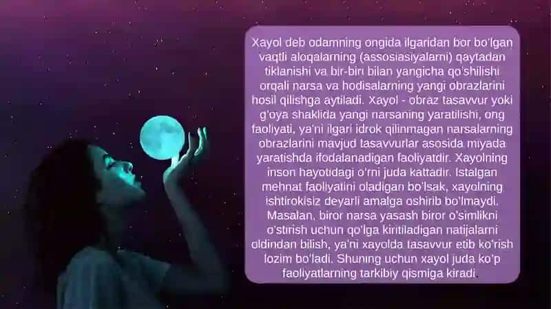 Xayol. Xayol jarayonlari, turlari va sifatlari 2