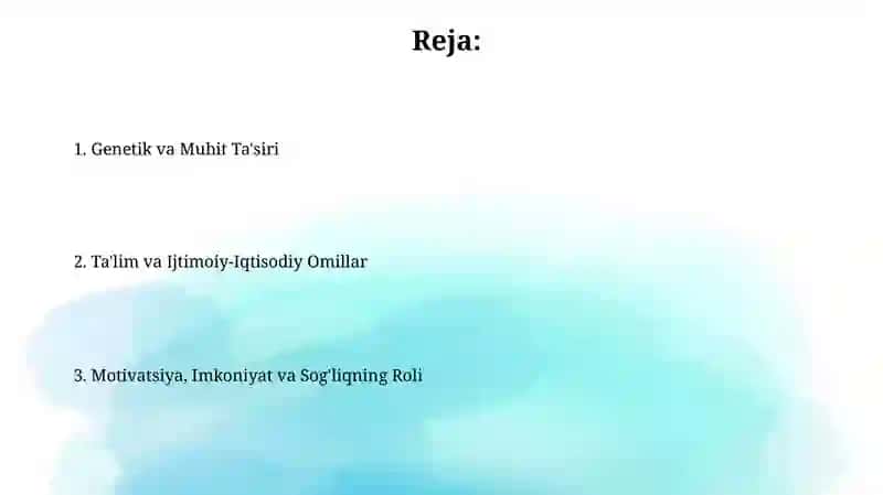Qobiliyat rivojlanishiga taʼsir qiluvchi omillar 2