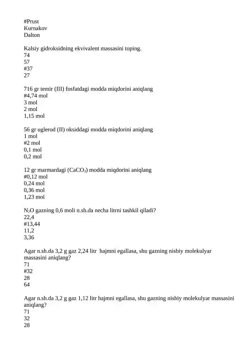 Avogadro Qonuni 2