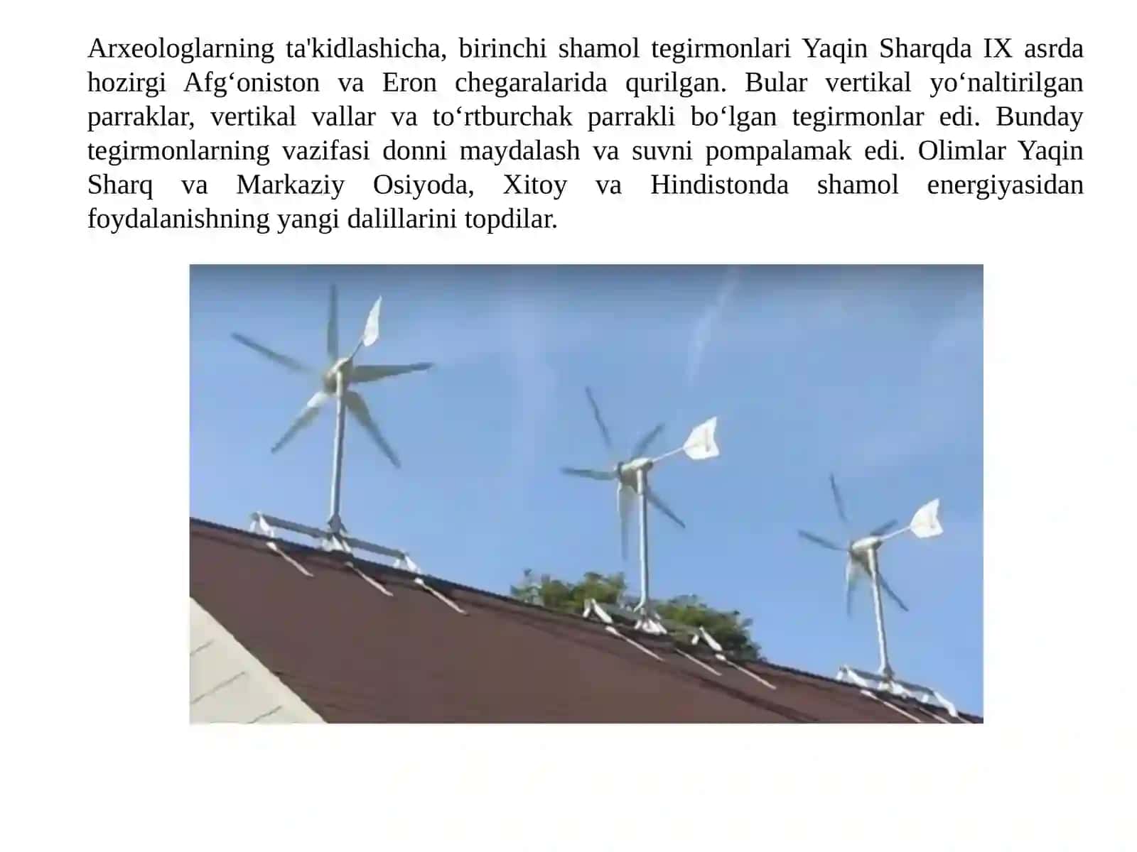 Shamol energiyasidan foydalanish borasidagi tarixiy bosqichlar 2