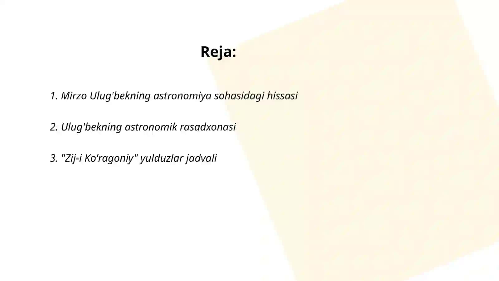 Mirzo Ulug'bek merosining jahon tarraqiyotidagi tutgan o'rni 2