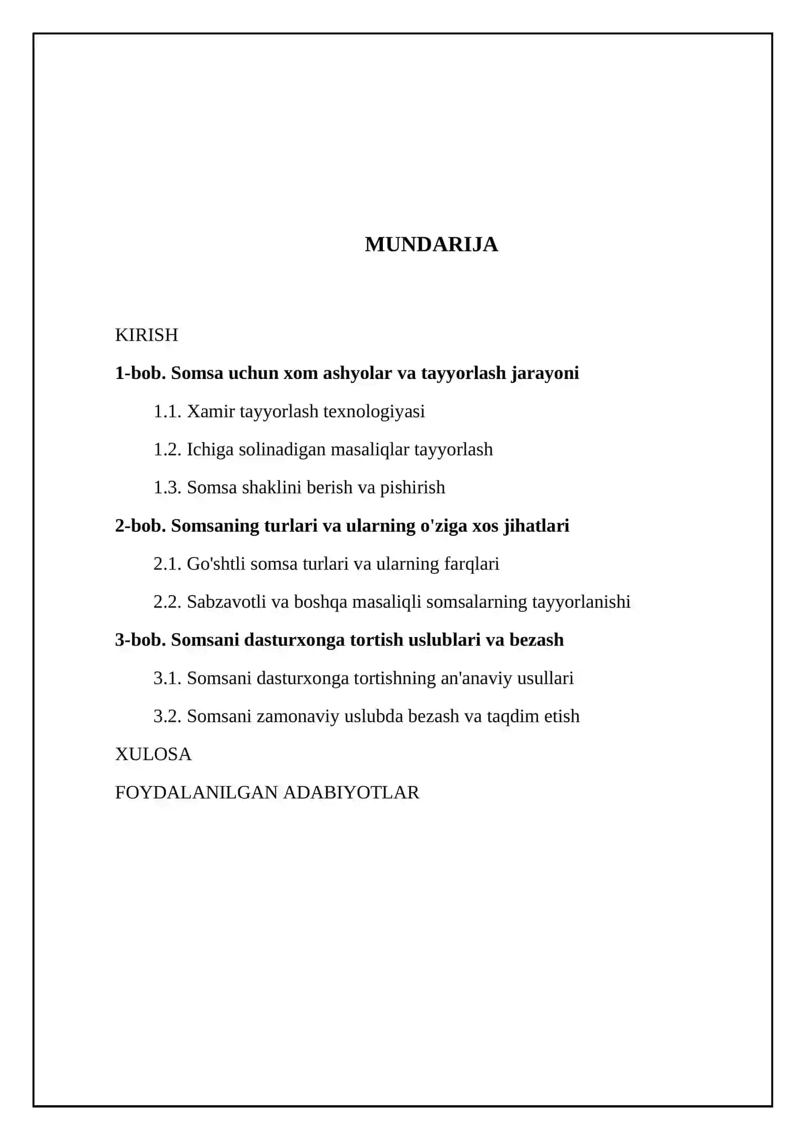 Somsa tayyorlash texnologiyasi va Dasturxon ga tortish tartibi 2