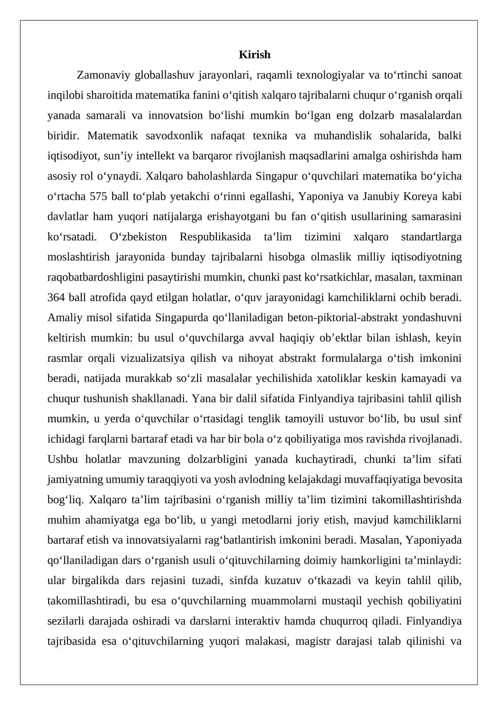 Matematika fanini o‘qitishda qo‘llaniladigan xalqaro tajribalar 2