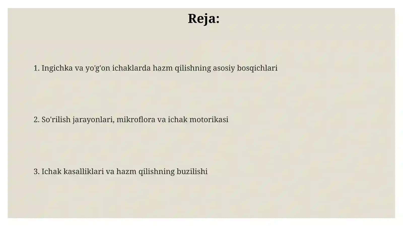 Ingichka va yo'g'on ichaklarda hazm qilishning o'ziga hosligi 2