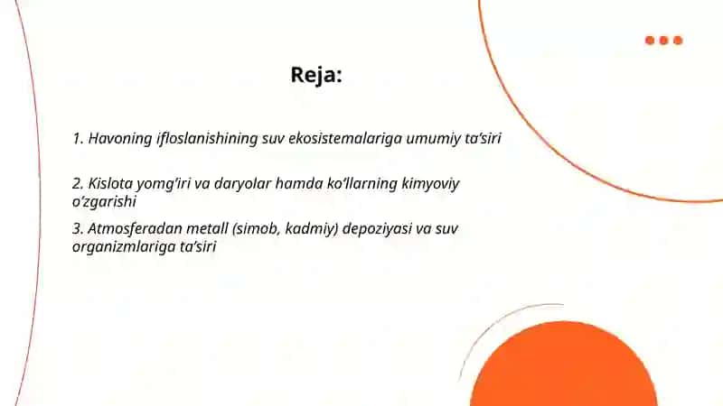 suv ekosistemalari va havoning ifloslanishi 2