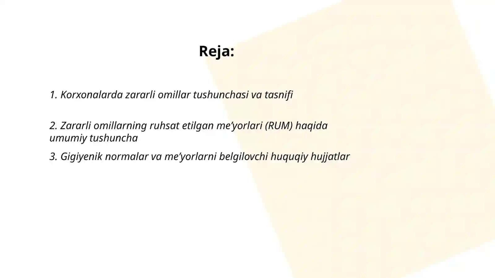 Zararli omillar tushunchasi va ruhsat etilgan meʼyorlari 2