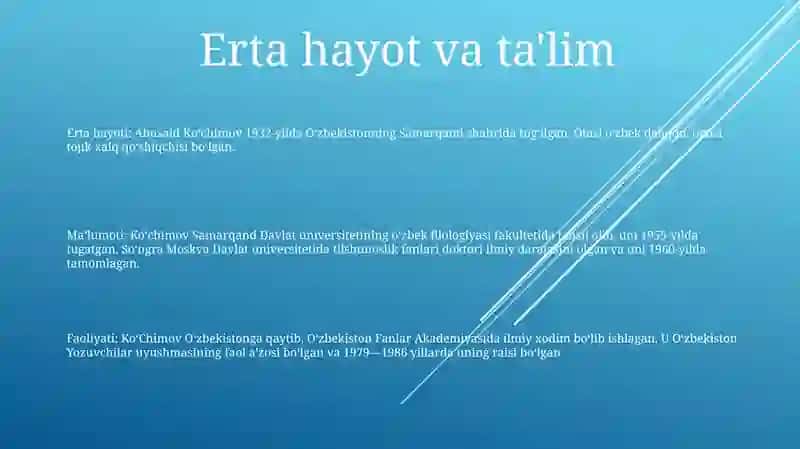 Abusaid Ko'Chimov Hayoti IjodiFaoliyati 2