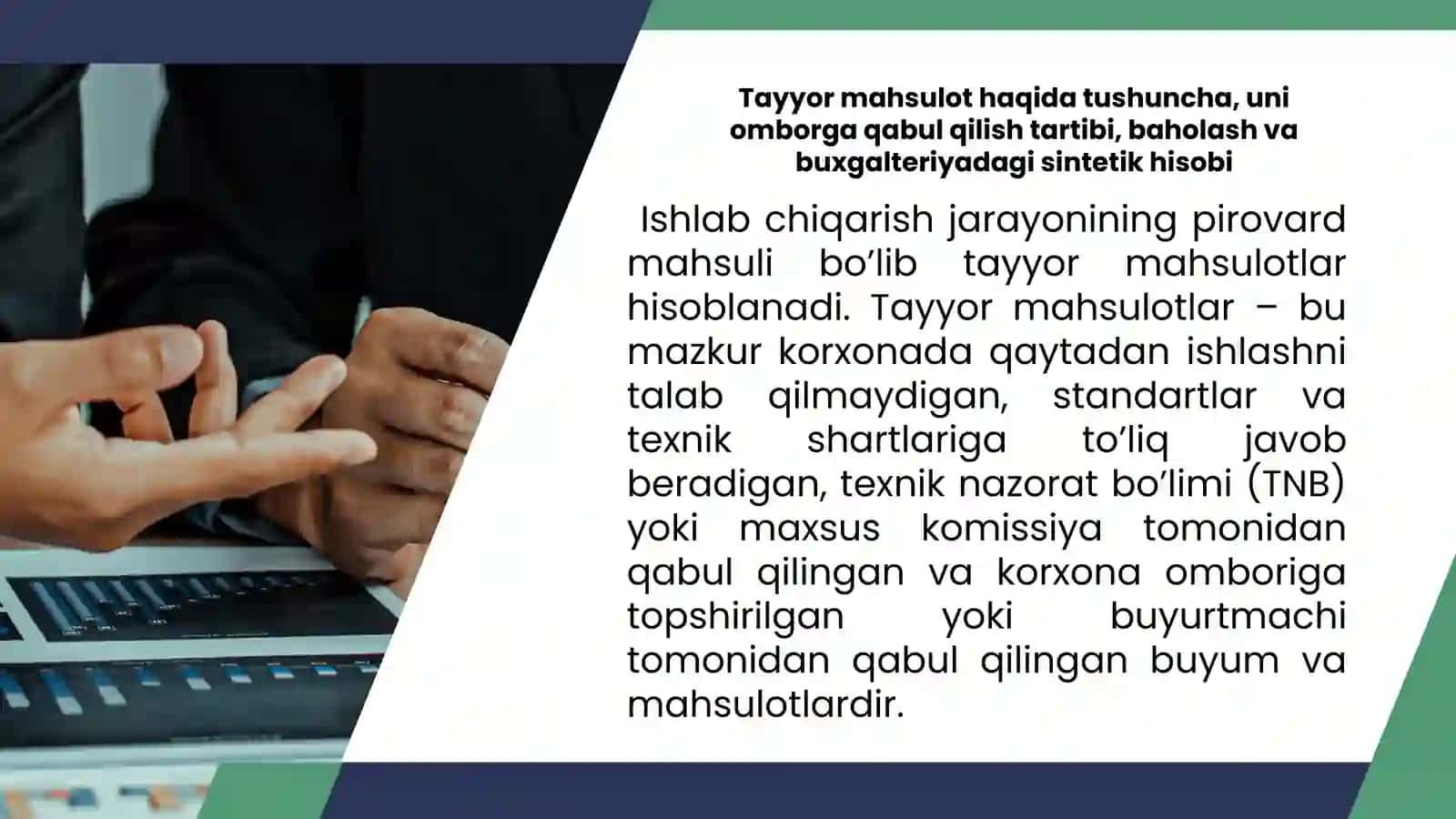 Tayyor Mahsulot va uning sotilishini Hisobga Olish 2