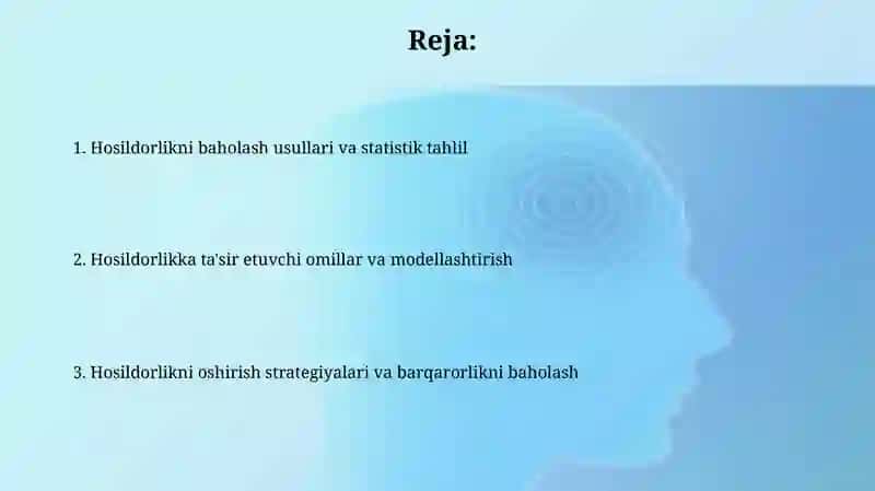 Qishloq xoʻjalik ekinlari hosildorliklariga statistik baho qurish 2