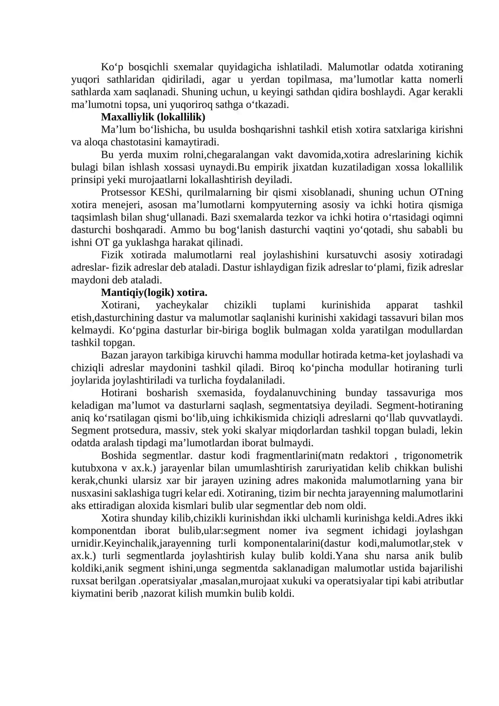 Mavzu. Operatsion tizimlarda jarayonlar va oqimlar (threads) 2