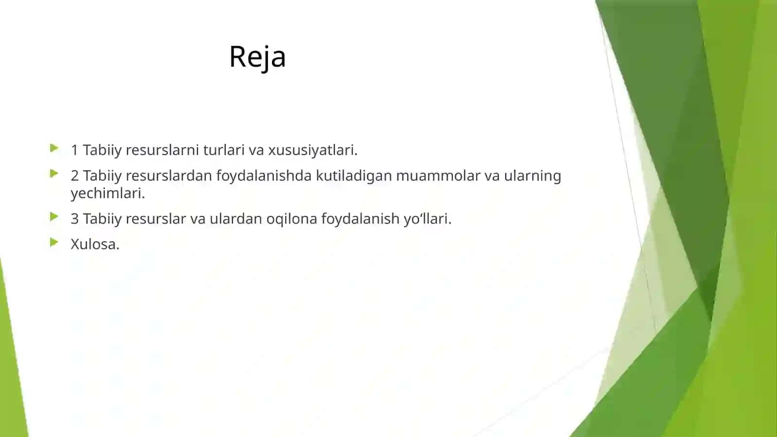 Tabiiy resurslardan oqilona foydalanishning samarali koʻrsatkichlari 2