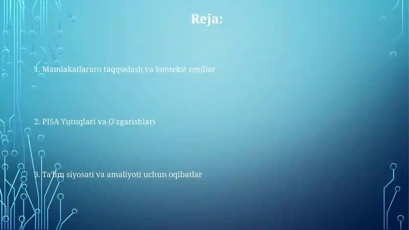 PISA xalqaro baholash dasturida "O'zgarish va bog'lanishlar" 2